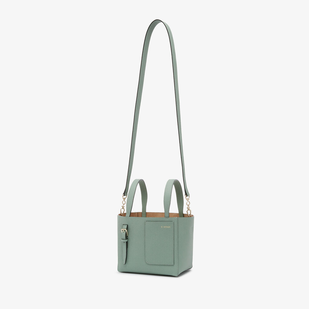 Valextra Borsa a Secchiello Soft Micro | Pelle di vitello Millepunte | Verde Eucalipto | Valextra 2025