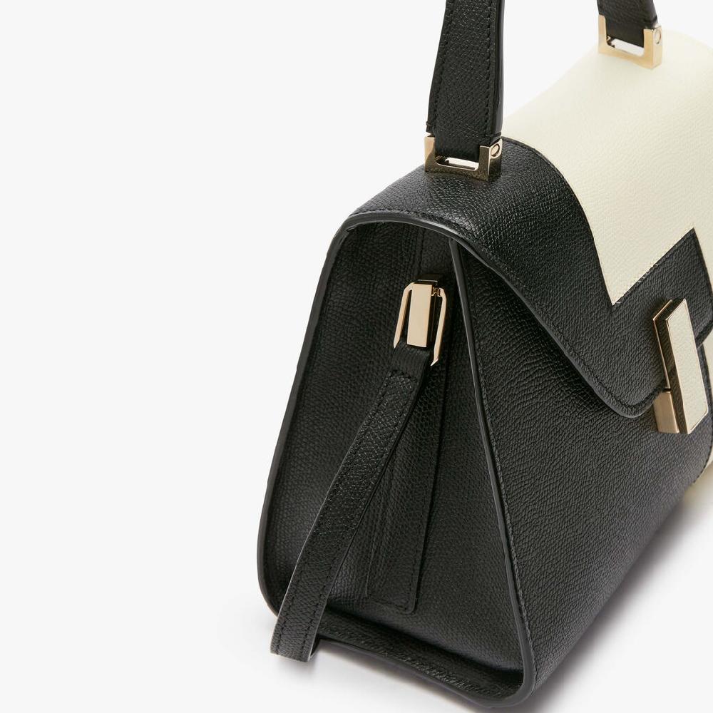 Valextra Borsetta a mano da Donna in Pelle Nera e Bianca | Valextra Iside Vendita