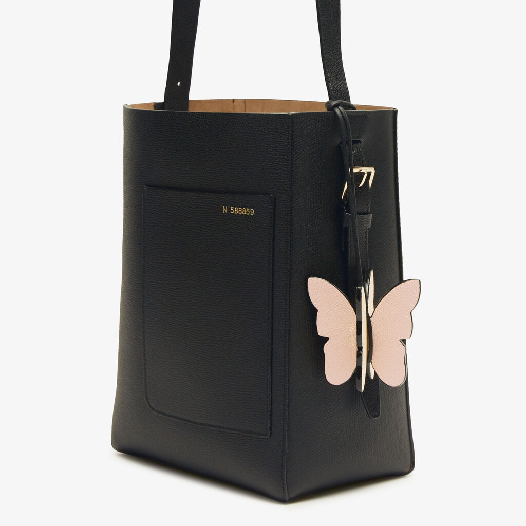 Valextra Charm Farfalla | Pelle di vitello Millepunte | Rosa Bonne Mine/Gallo Crema/Nero | Valextra Promozione