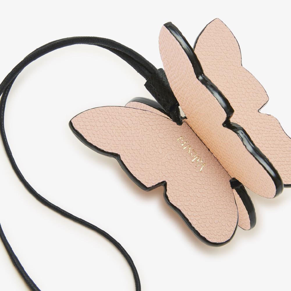 Valextra Charm Farfalla | Pelle di vitello Millepunte | Rosa Bonne Mine/Gallo Crema/Nero | Valextra Promozione