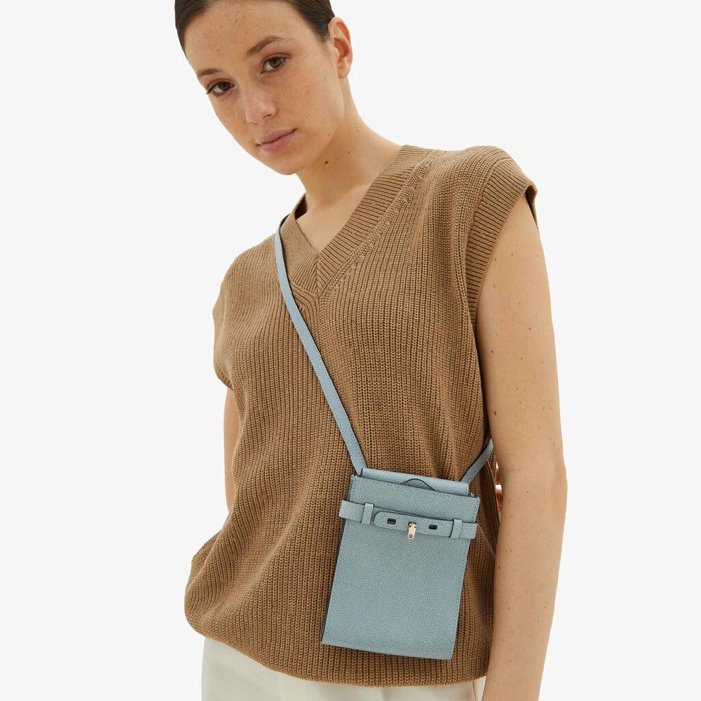 Valextra Borsa a tracolla Micro in Pelle Blu | Valextra Brera Acquista Ora