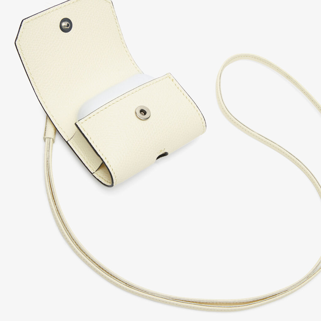 Valextra Porta Airpods Pro con Tracolla in Pelle Bianca | Valextra Smaltimento dello stoccaggio