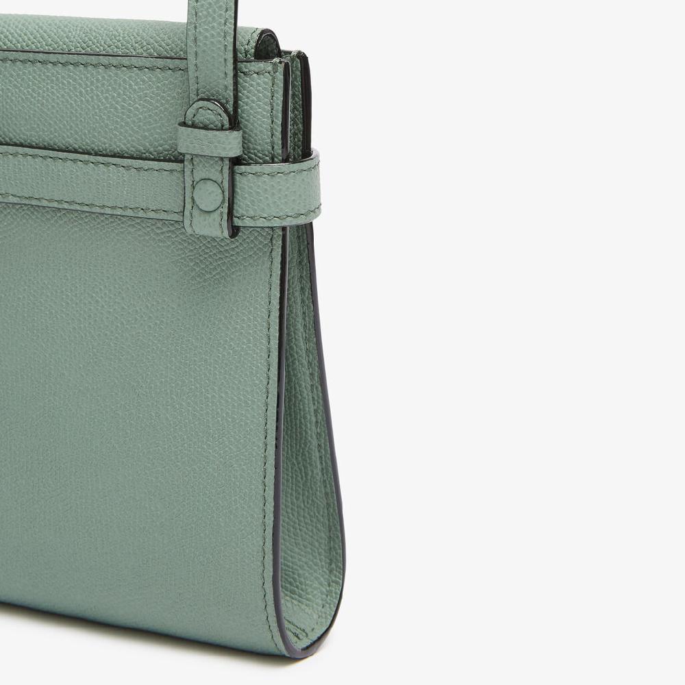 Valextra Borsa a Tracolla Brera B-Tracollina Slim Micro | Pelle di vitello Millepunte | Verde Eucalipto | Valextra Promozione Limitata