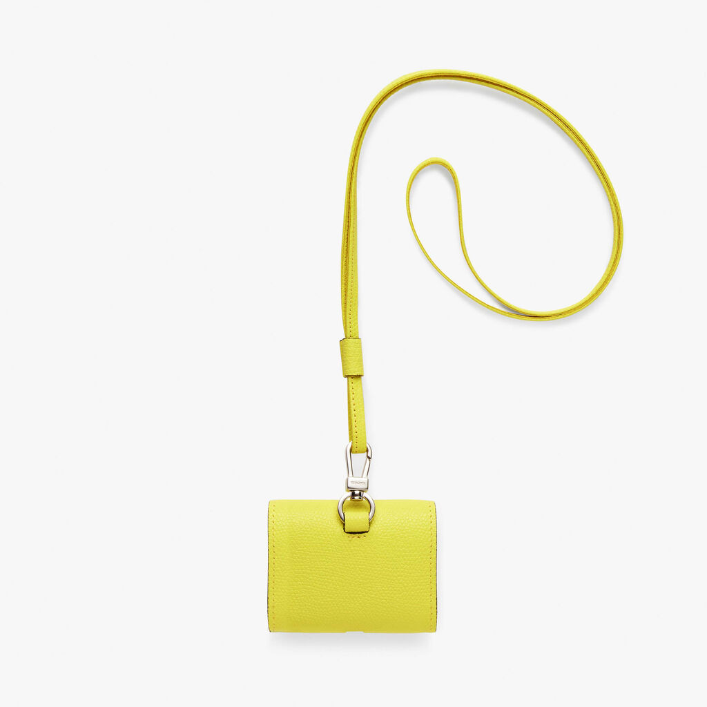 Valextra Porta Airpods Pro con Tracolla in Pelle Gialla Lime | Valextra Fino Al -60%