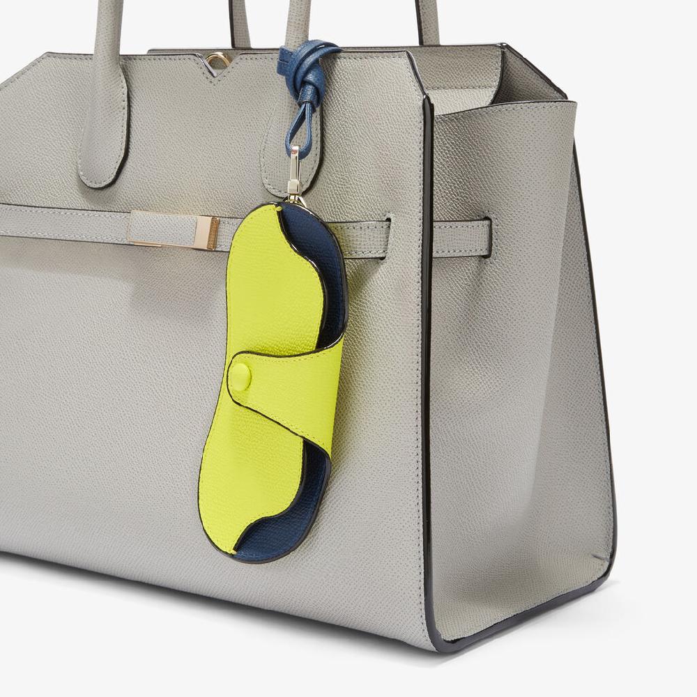 Valextra Custodia occhiali di Lusso in Pelle Gialla lime e Blu | Valextra Affare Del Giorno
