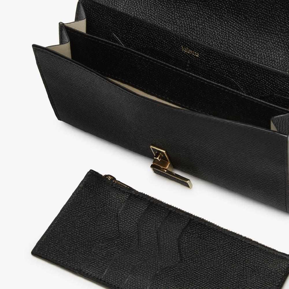 Valextra Portafoglio grande con catena tracolla in Pelle Nera | Valextra Iside Prezzo Ridotto