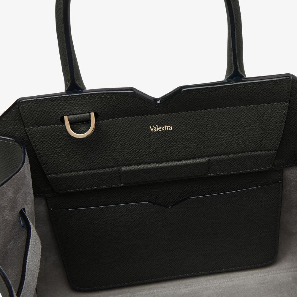 Valextra Borsetta a mano da Donna in Pelle Nera di Lusso | Valextra Presa