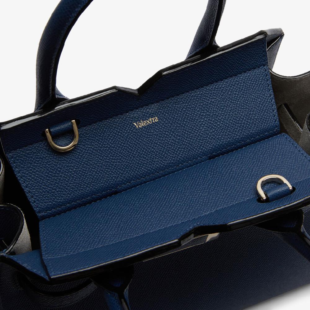 Valextra Borsa due manici da Donna di Lusso in Pelle Blu Zaffiro | Valextra Economico