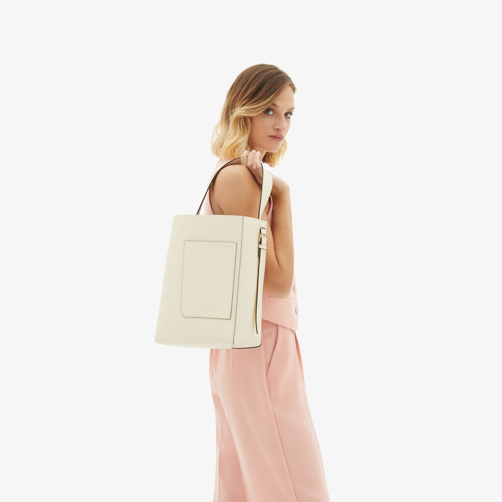 Valextra Borsa a secchiello da Donna Media in Pelle Bianca | Valextra Soft In Vendita