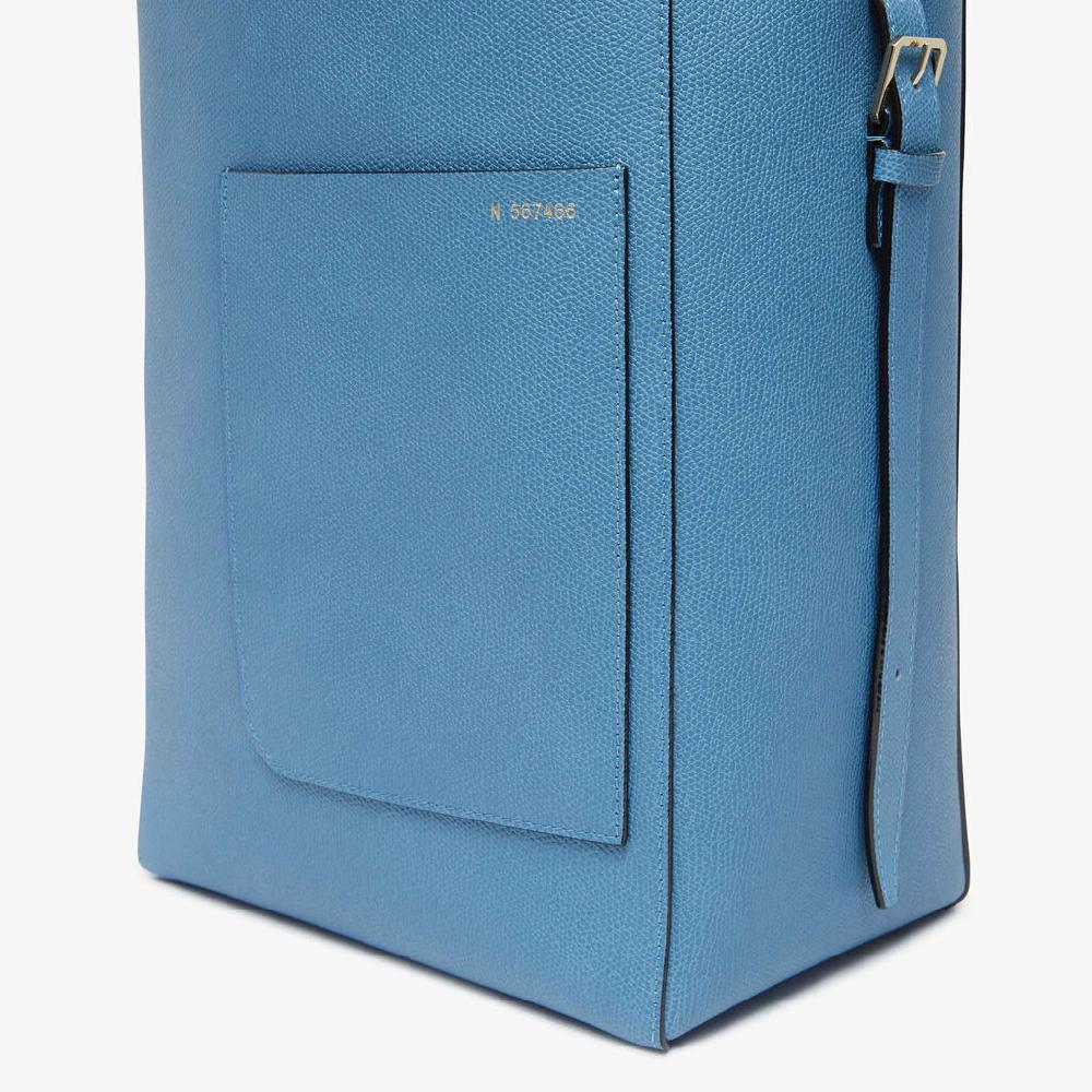 Valextra Borsa a secchiello da Donna Media in Pelle Azzurra | Valextra Soft Saldi