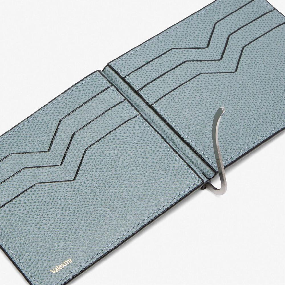 Valextra Portafoglio con fermasoldi in Pelle Azzurra cerulea | Valextra Milano Moda