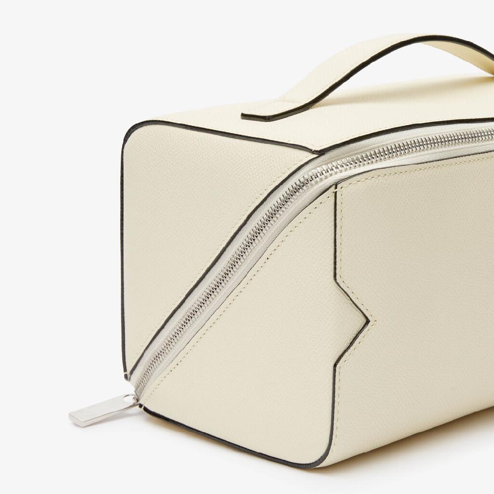 Valextra Beauty case da Donna di Lusso in Pelle Bianca | Valextra V-Line Spedizione Gratuita