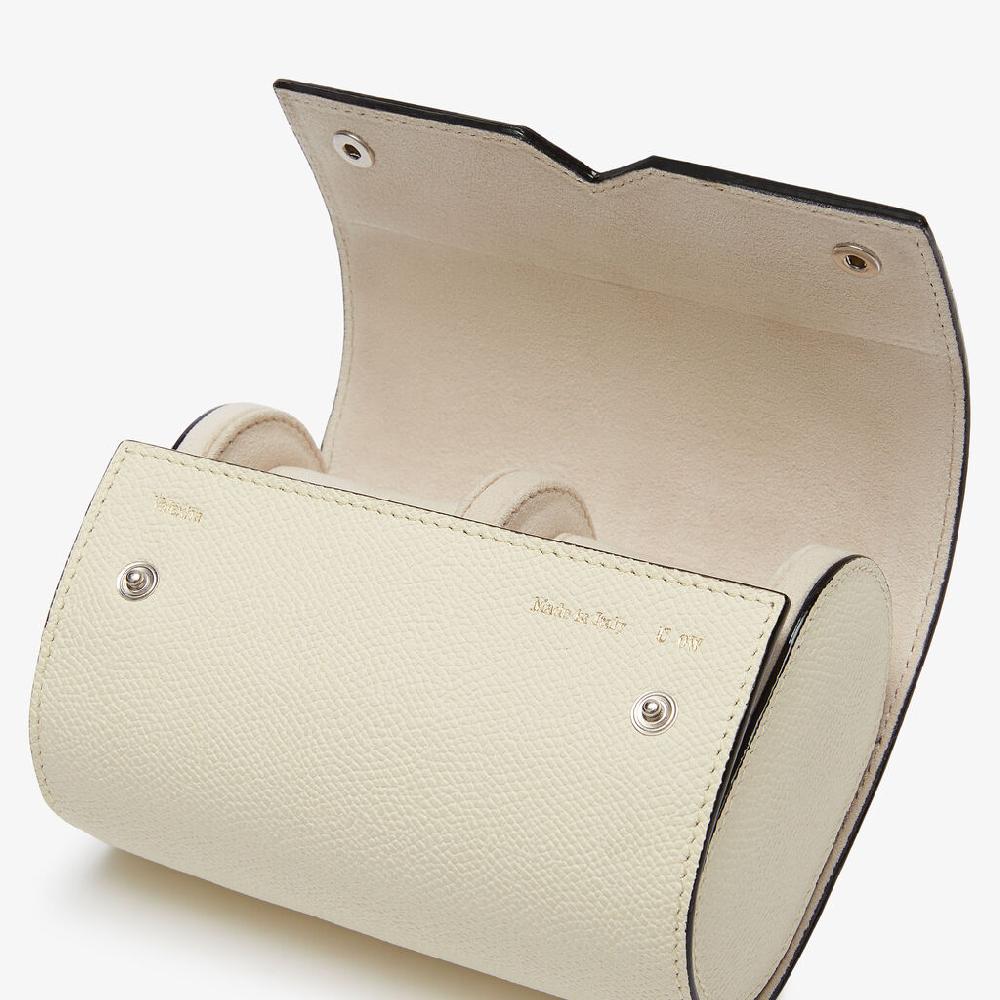 Valextra Porta orologio doppio da Donna in Pelle Bianca | Valextra V-Line Super sconto