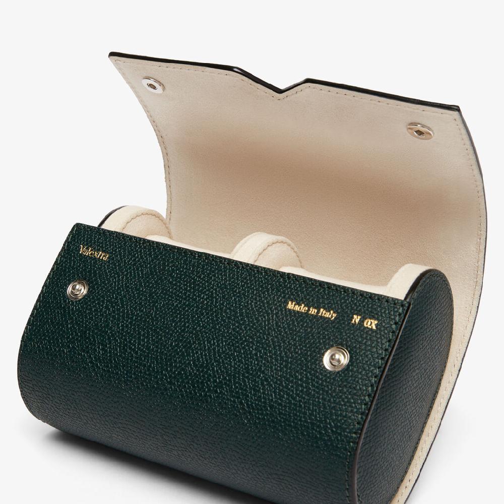 Valextra Porta orologio doppio di Lusso in Pelle Verde | Valextra V-Line Soddisfazione Garantita
