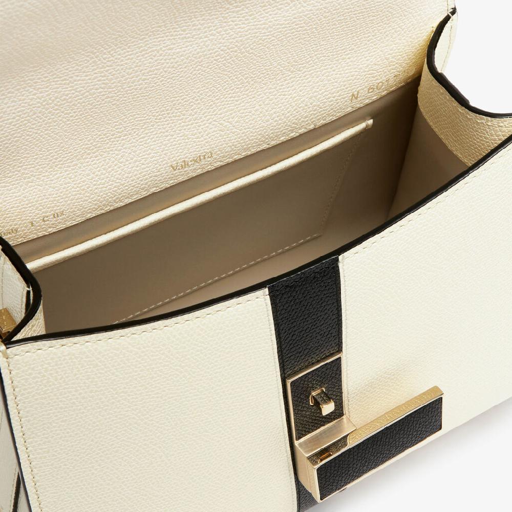 Valextra Borsa a mano Donna Lusso Pelle Bianca e Nera | Valextra Iside Qualità Garantita