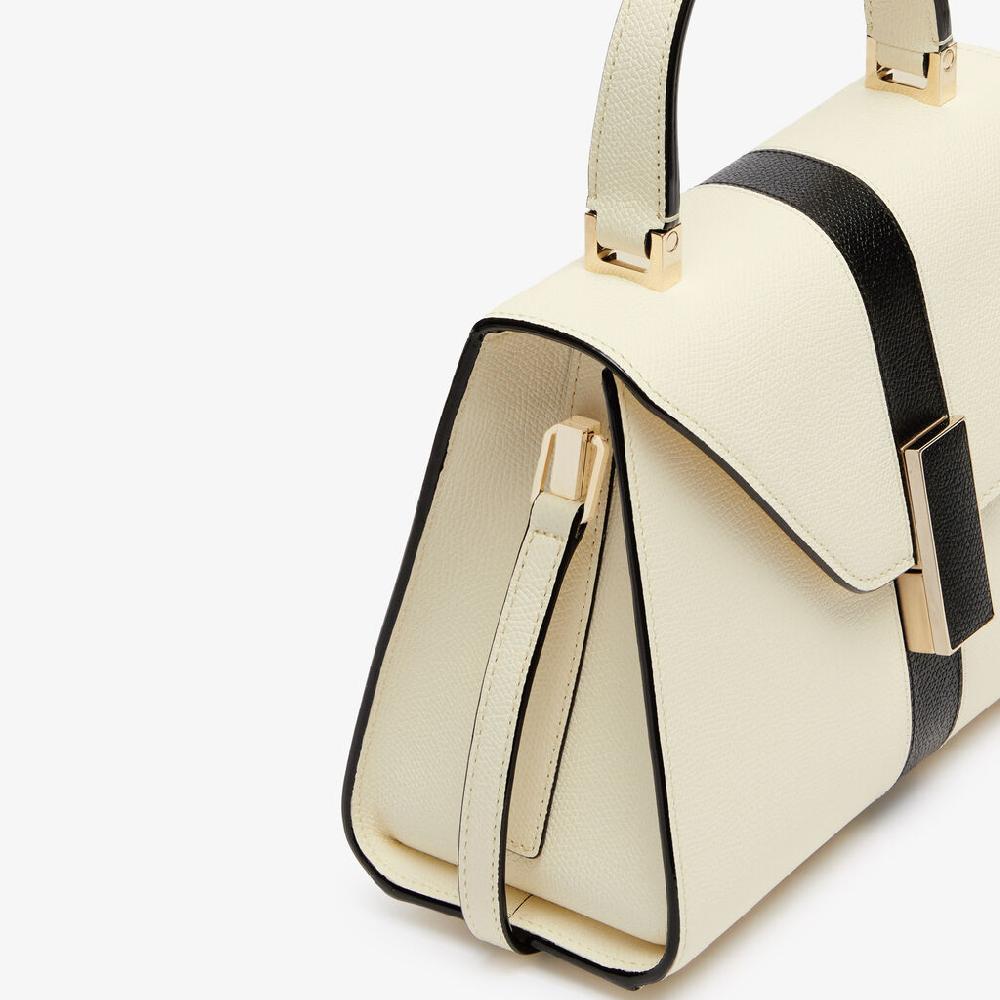 Valextra Borsa a mano Donna Lusso Pelle Bianca e Nera | Valextra Iside Qualità Garantita
