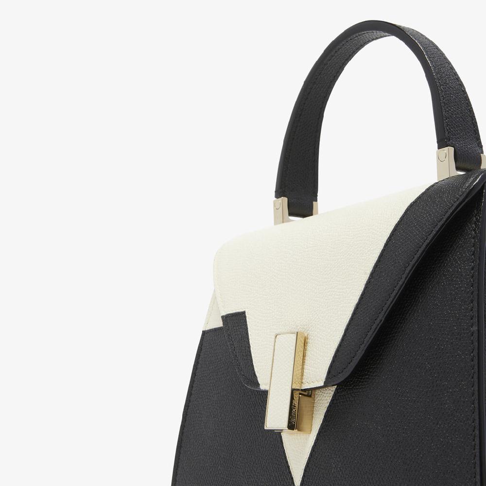 Valextra Borsetta a mano Mini Nera con intarsi geometrici | Valextra Iside Negozi Online