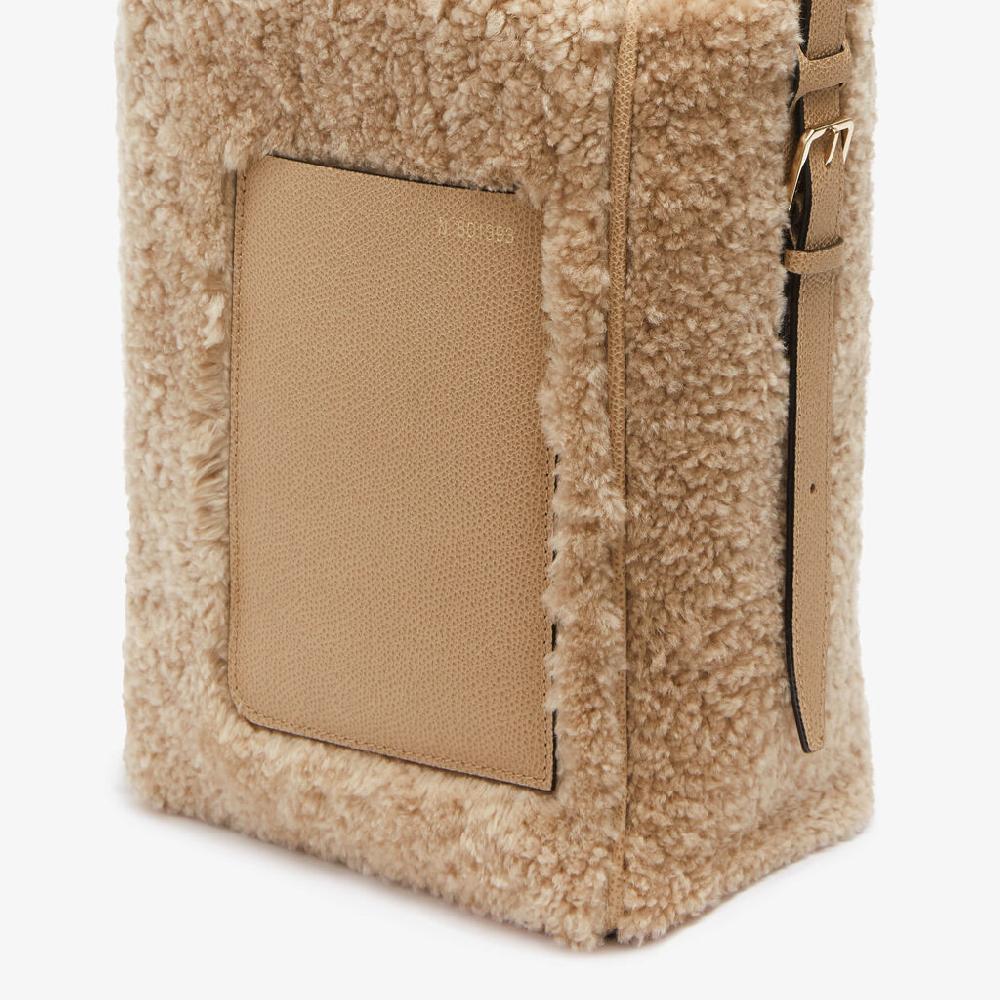 Valextra Borsa a secchiello da Donna Mini Shearling Beige | Valextra Soft Black Friday Prezzi