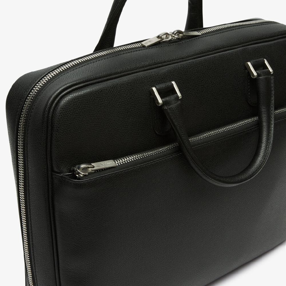 Valextra Borsa business Media in Pelle Nera | Valextra Avietta Shopping Online