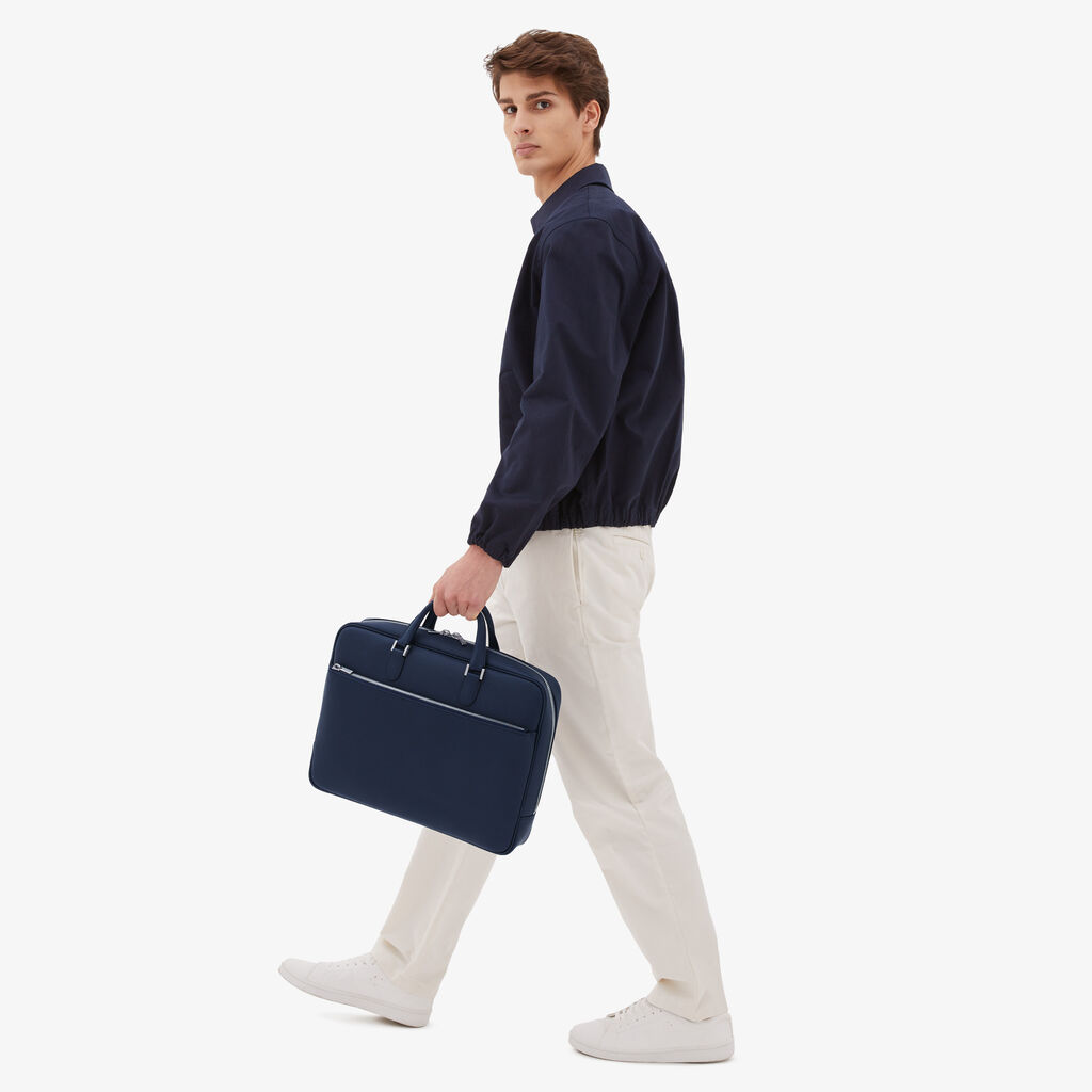 Valextra Borsa business Media in Pelle Blu | Valextra Avietta Sottocosto