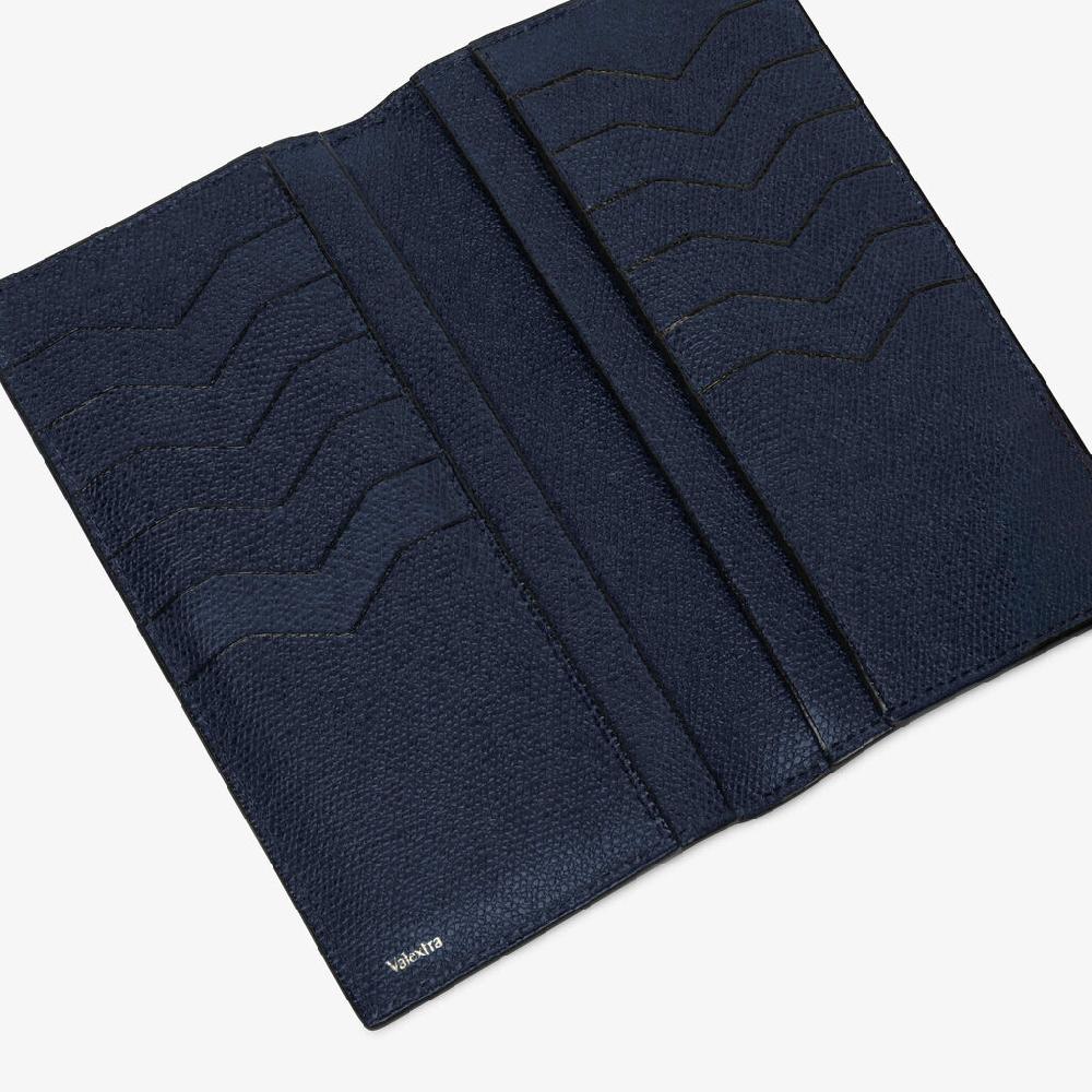Valextra Portafoglio verticale bifold di Lusso in Pelle Blu | Valextra Novità