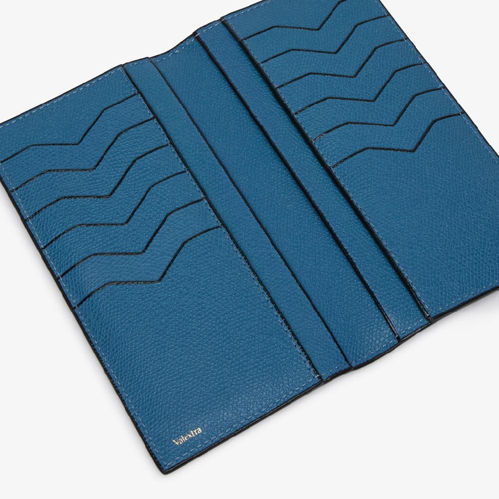 Valextra Portafoglio verticale bifold in Pelle Blu Cobalto | Valextra Sconto