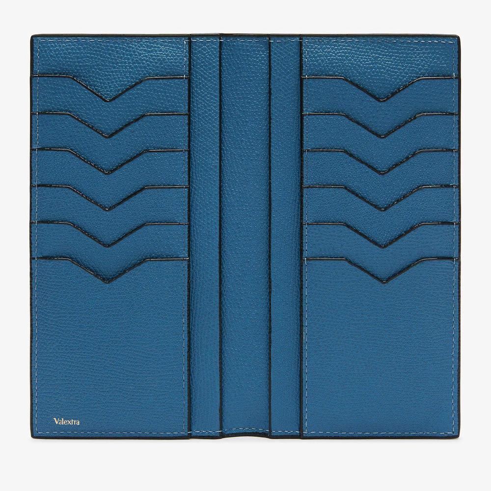 Valextra Portafoglio verticale bifold in Pelle Blu Cobalto | Valextra Sconto