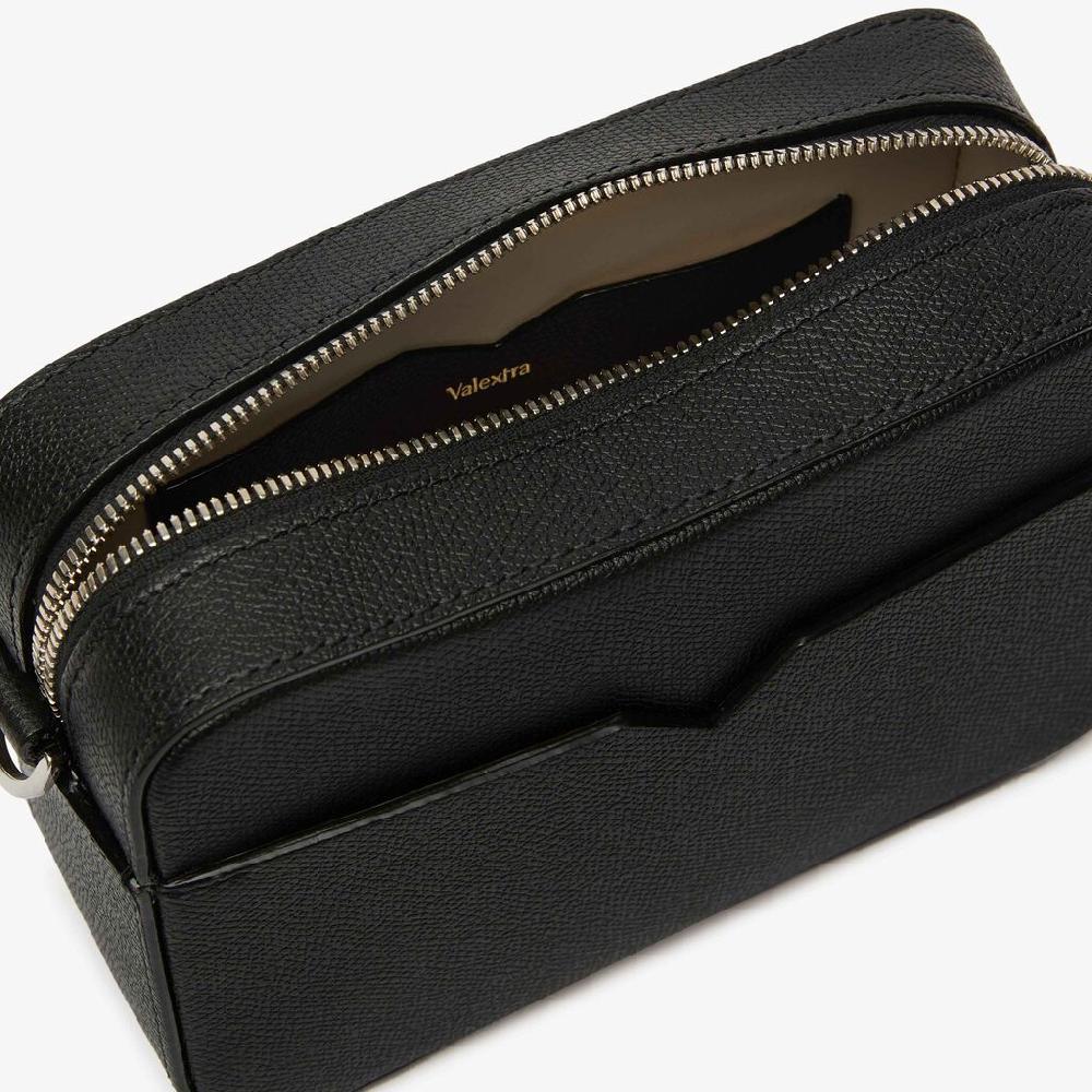 Valextra Borsa a tracolla da Uomo di Lusso Pelle Nera | Valextra V-Line Offerta