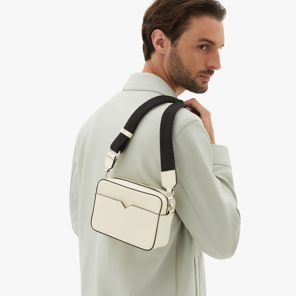 Valextra Borsa a tracolla da Uomo di Lusso in Pelle Bianca | Valextra V-Line Economico