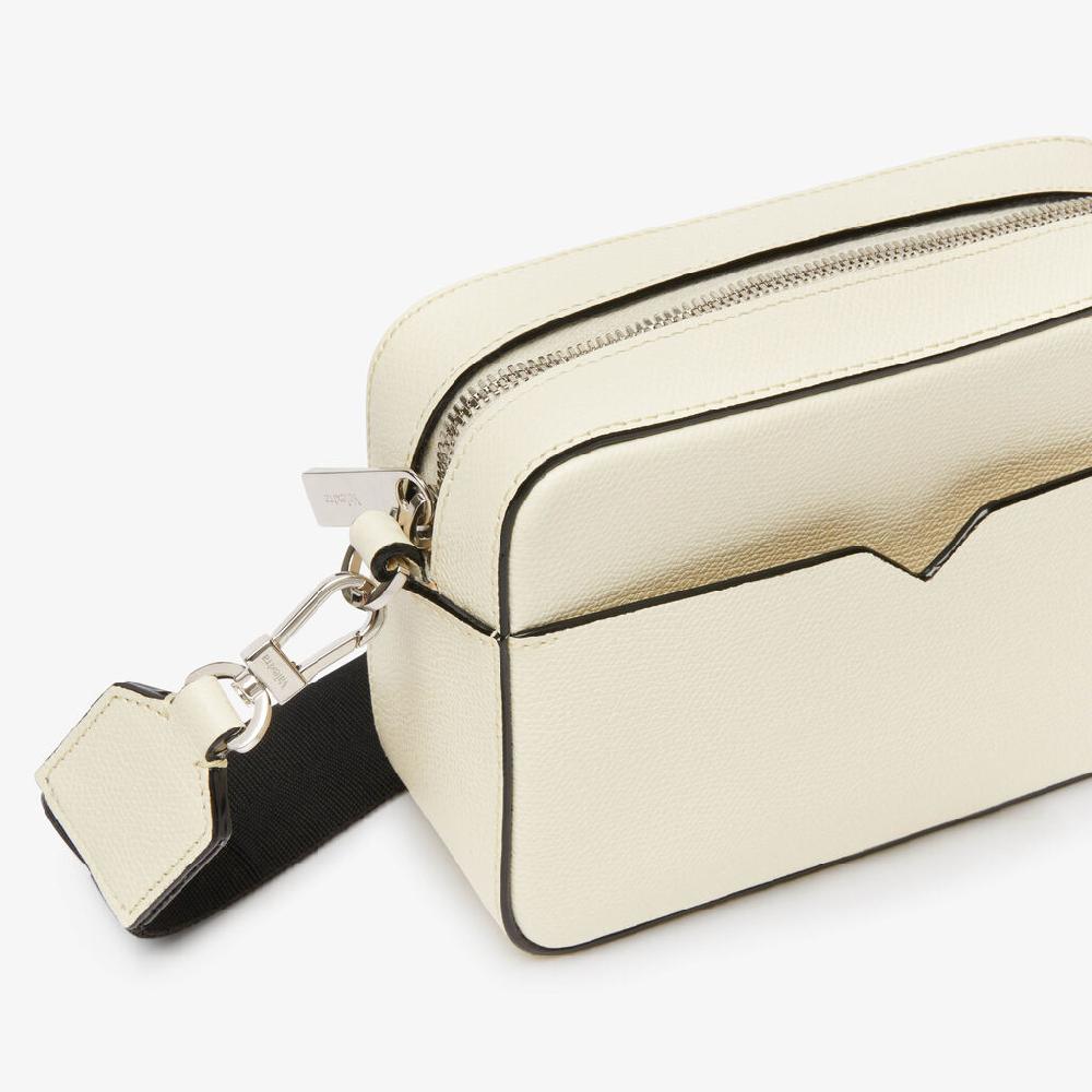 Valextra Borsa a tracolla da Uomo di Lusso in Pelle Bianca | Valextra V-Line Economico