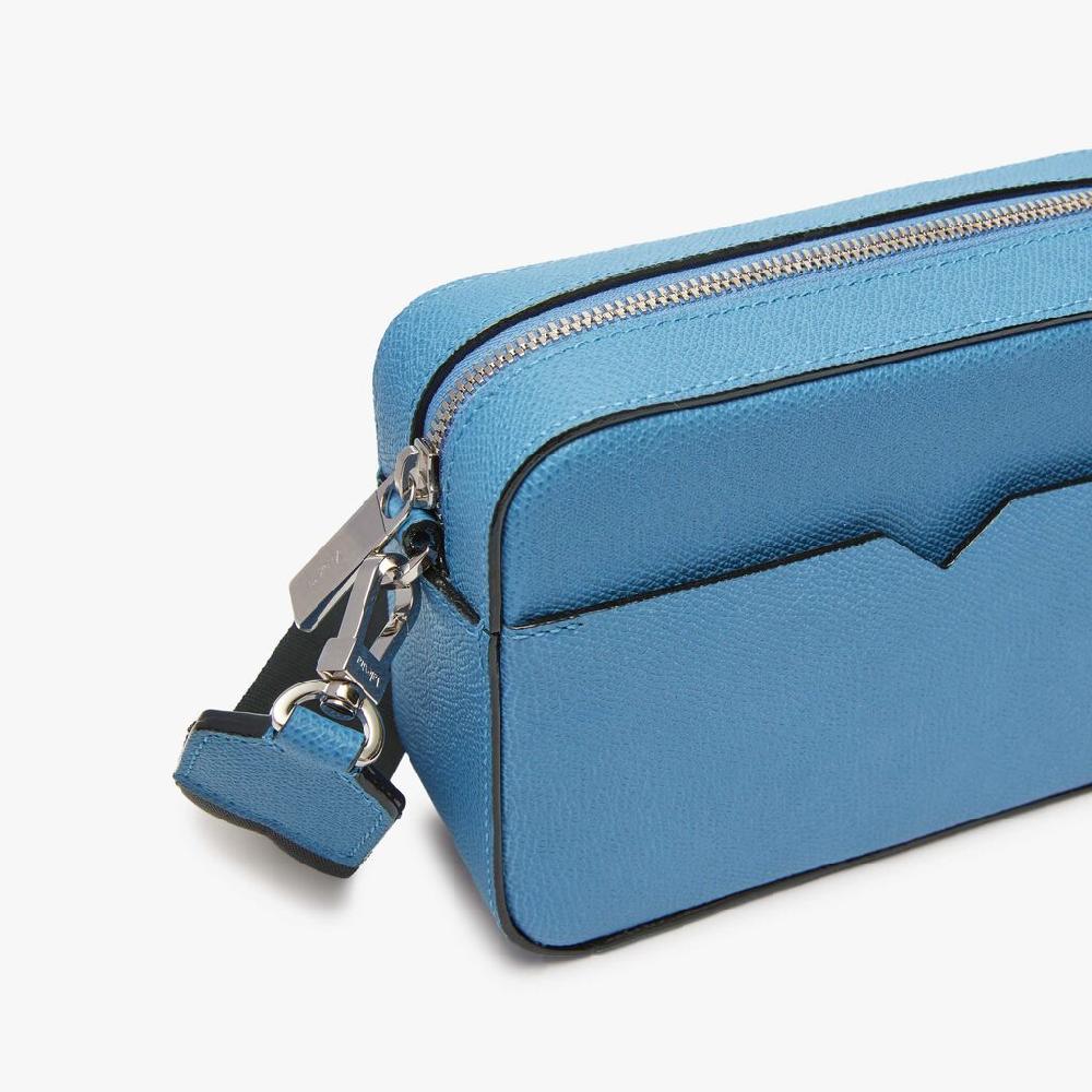 Valextra Borsa a tracolla Uomo di Lusso in Pelle Azzurra | Valextra V-Line Online