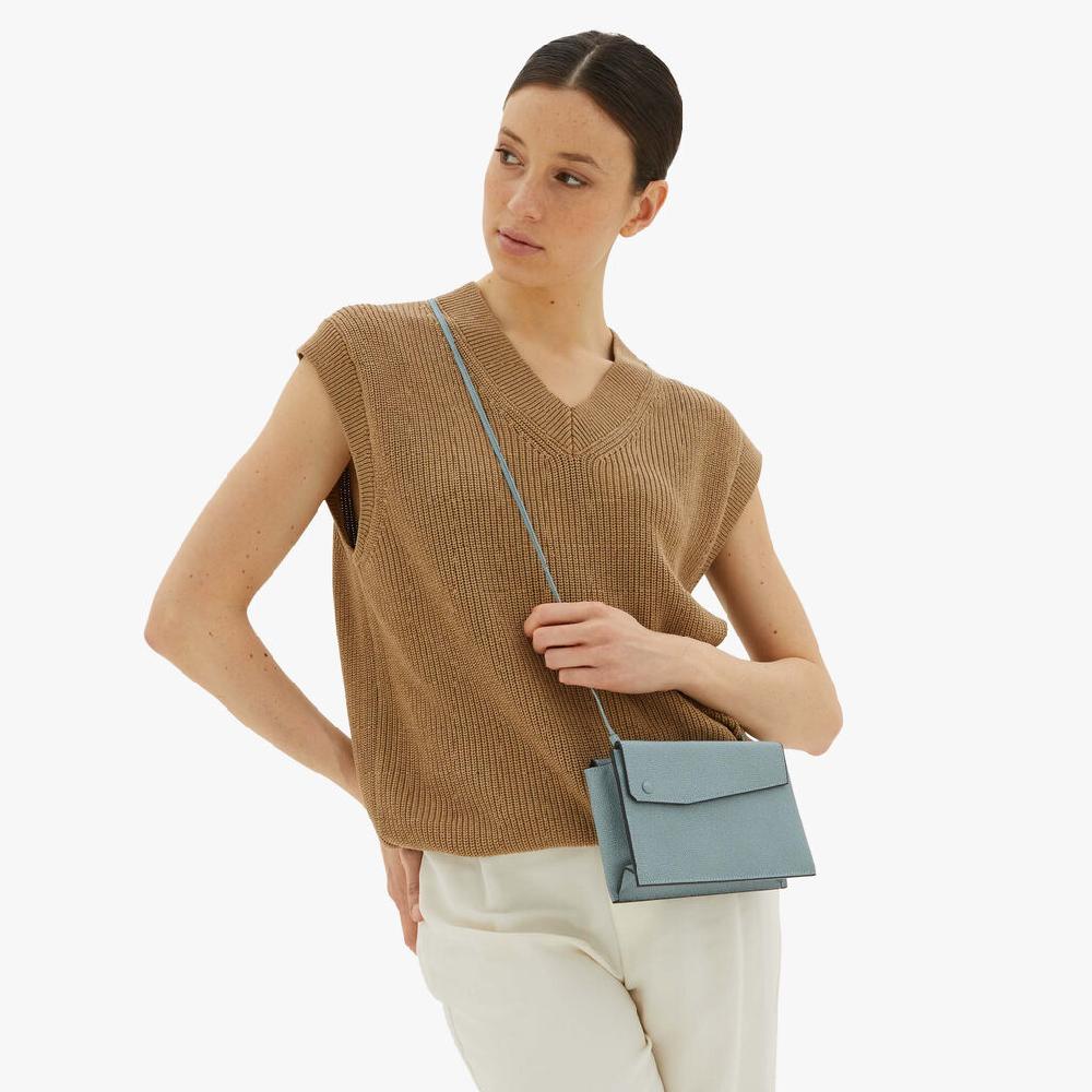 Valextra Borsetta piccola Mini in Pelle Blu | Valextra Pocket Vendita Economica