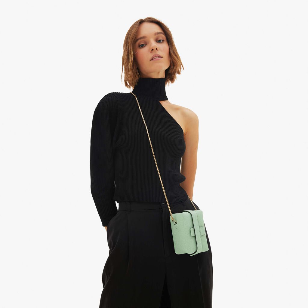 Valextra Borsa a tracolla Nano in Pelle Verde Acqua | Valextra Tric Trac Negozio