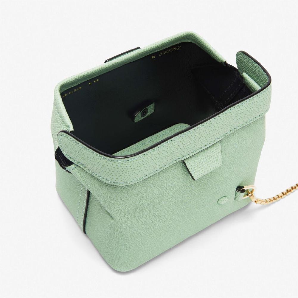 Valextra Borsa a tracolla Nano in Pelle Verde Acqua | Valextra Tric Trac Negozio
