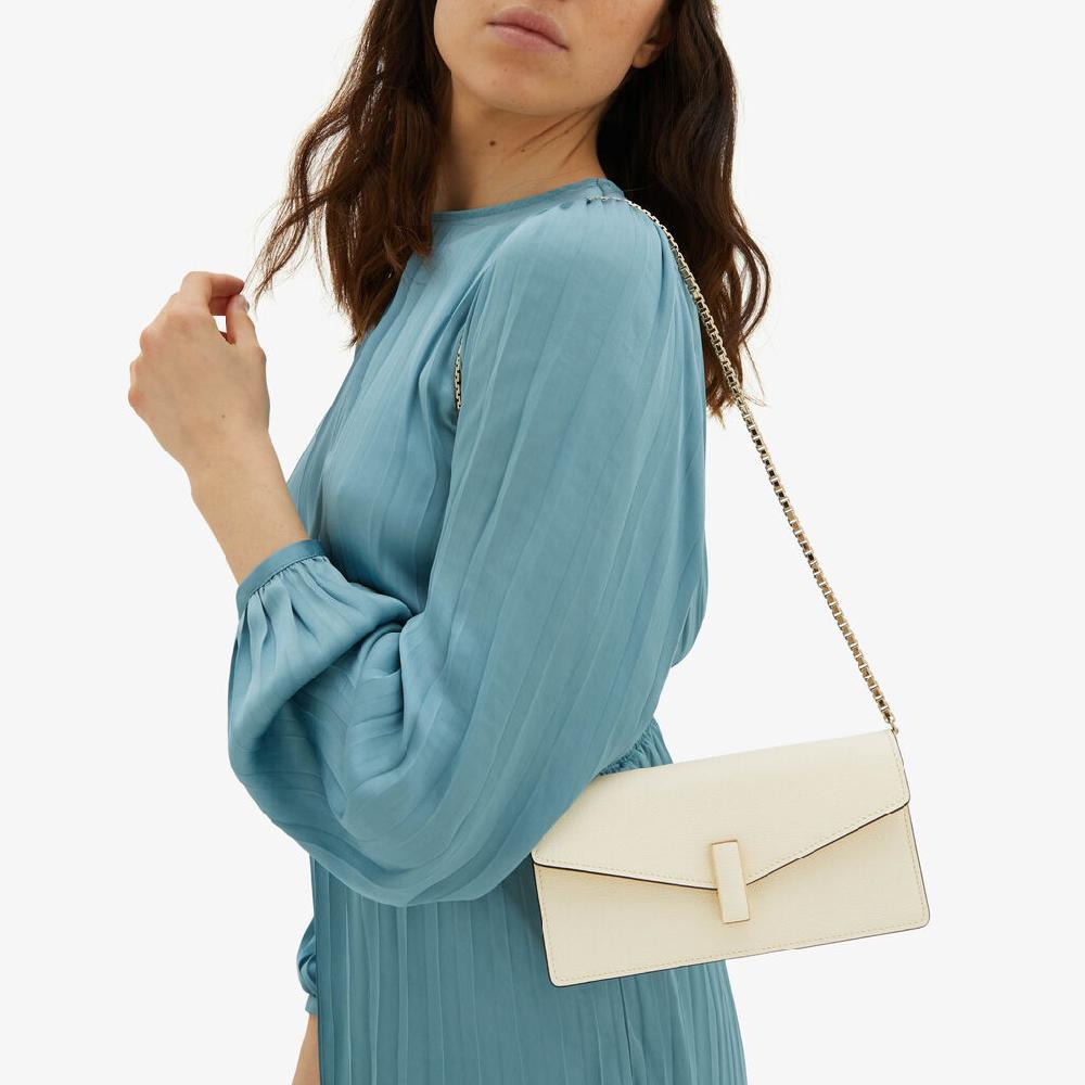Valextra Pochette in Pelle Bianca con tracolla | Valextra Iside Moda