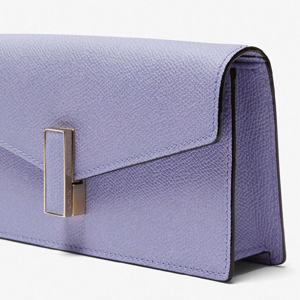 Valextra Pochette minimal da Donna in Pelle Lilla | Valextra Iside Italy