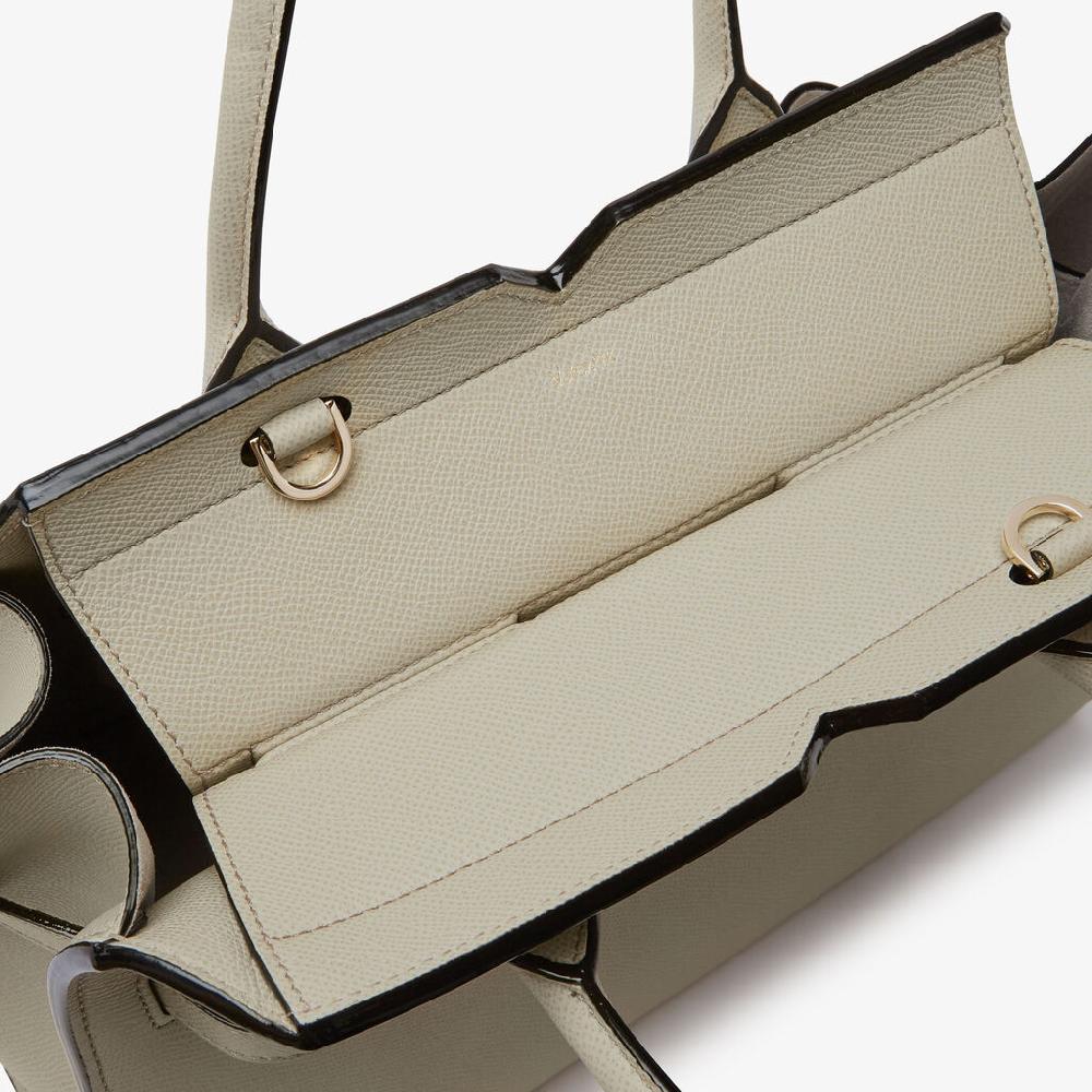 Valextra Borsa A Due Manici Milano Media | Pelle di vitello Millepunte Soft | Grigio Lino | Valextra Italia