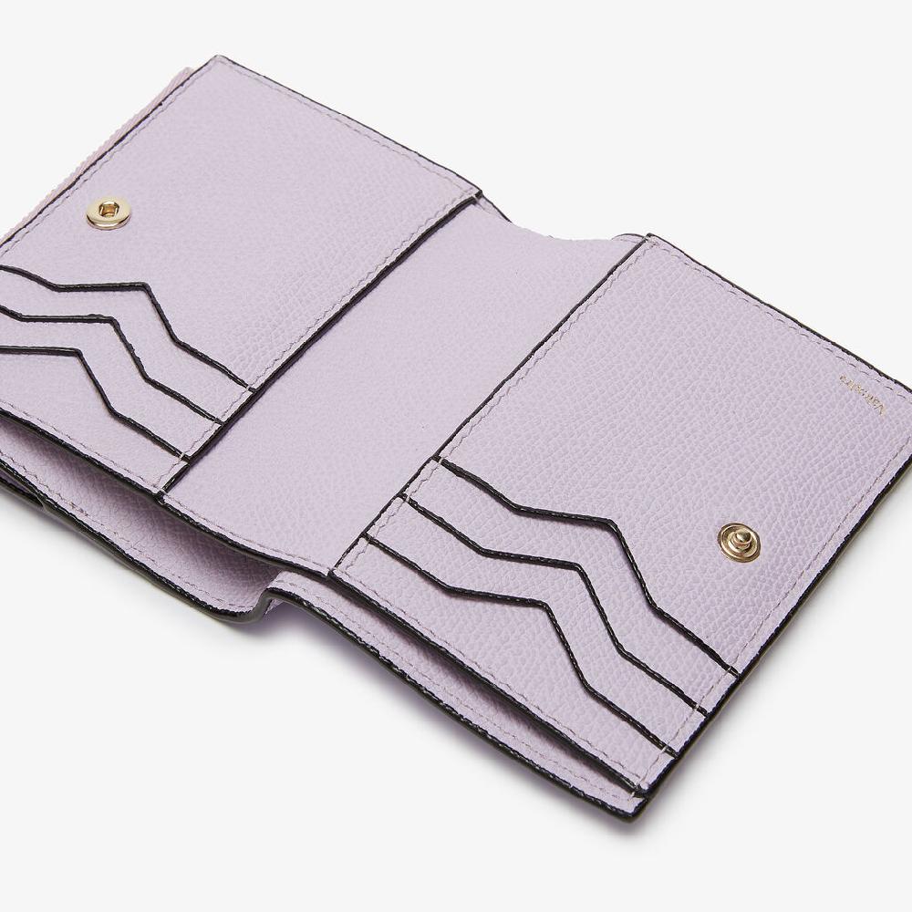 Valextra Portafoglio bifold da Donna di Lusso in Pelle Lilla | Valextra Vendita