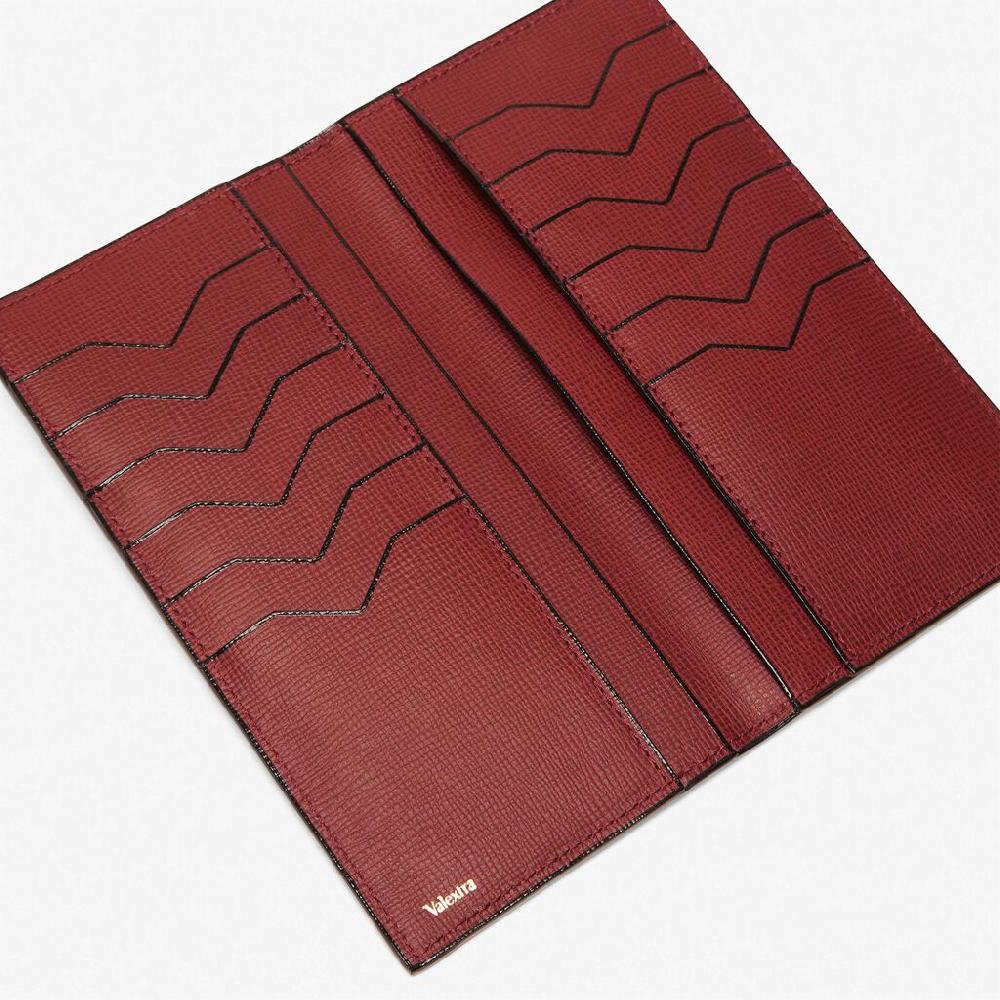 Valextra Portafoglio verticale Bifold in Pelle Bordeaux | Valextra Qualità Garantita