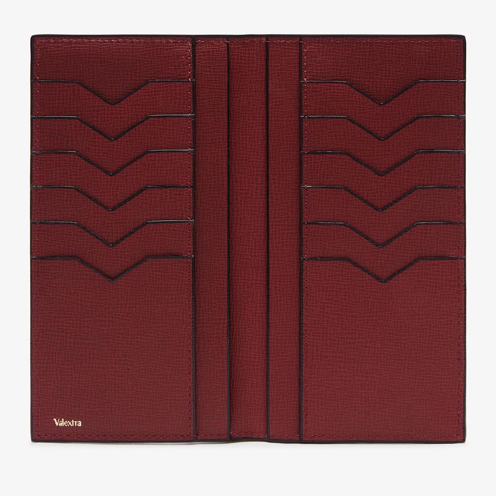 Valextra Portafoglio verticale Bifold in Pelle Bordeaux | Valextra Qualità Garantita