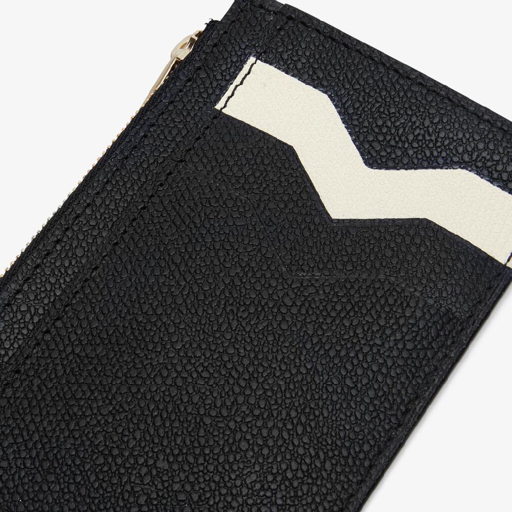 Valextra Porta carte in Pelle Nera e Bianca con cerniera | Valextra Negozi Online