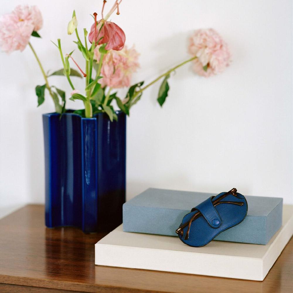 Valextra Custodia occhiali morbida in Pelle Blu | Valextra Shopping Online
