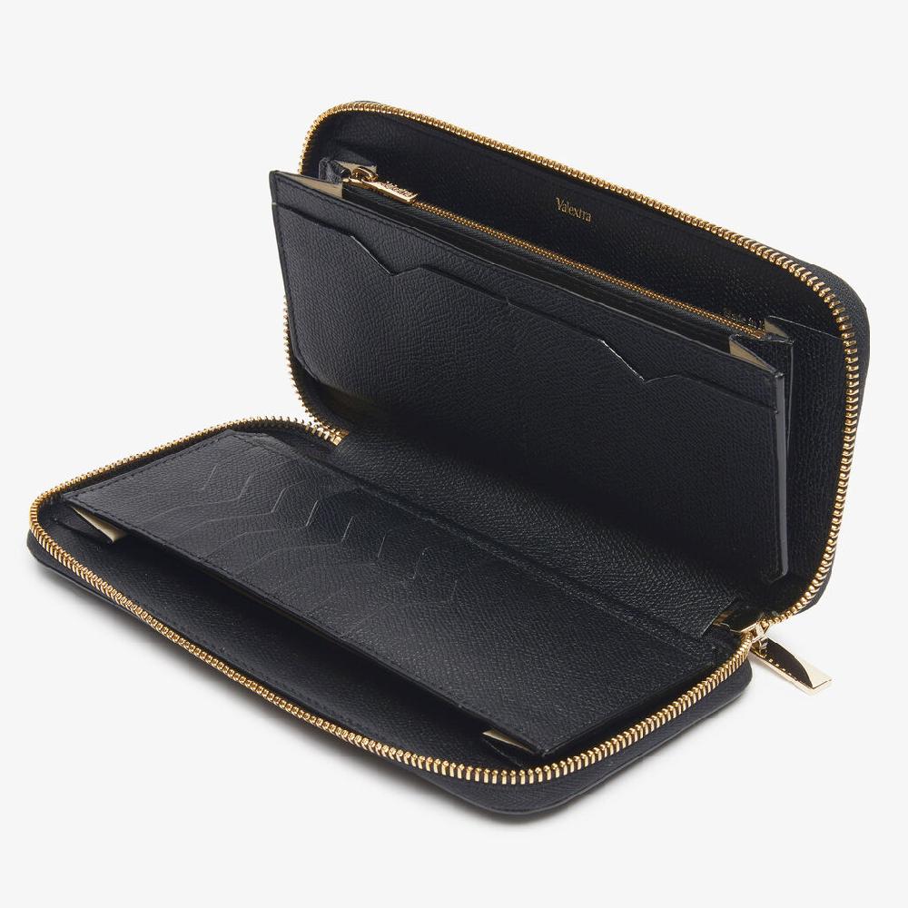 Valextra Portafoglio da Donna di Lusso in Pelle Nera | Valextra Zip Around Prezzo Ridotto