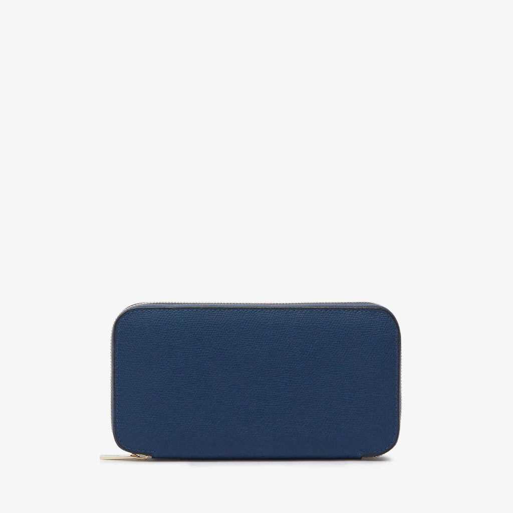 Valextra Portafoglio da Uomo in Pelle Blu Zaffiro | Valextra Zip Around Sottocosto