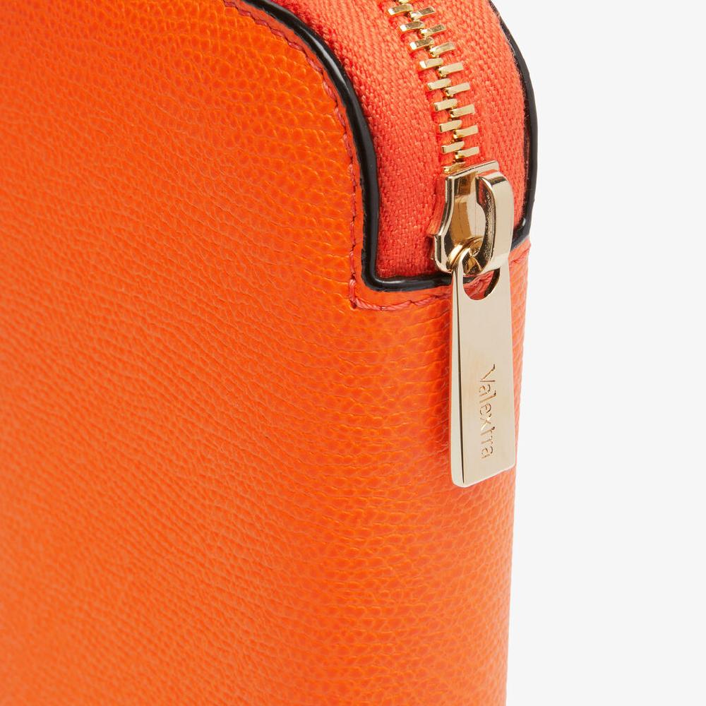 Valextra Portafoglio da Donna in Pelle Arancione | Valextra Zip Around Convenienza