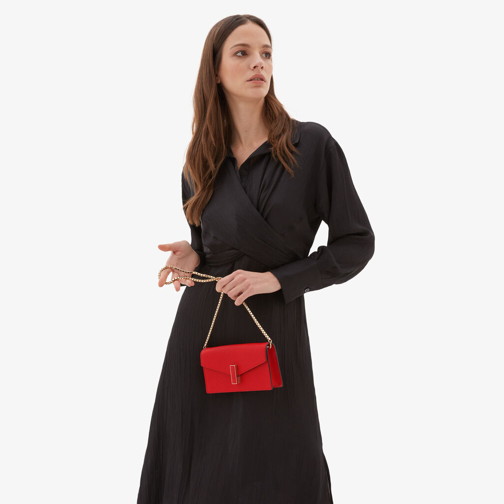 Valextra Pochette semplice e compatta in Pelle Rossa | Valextra Iside Sconto