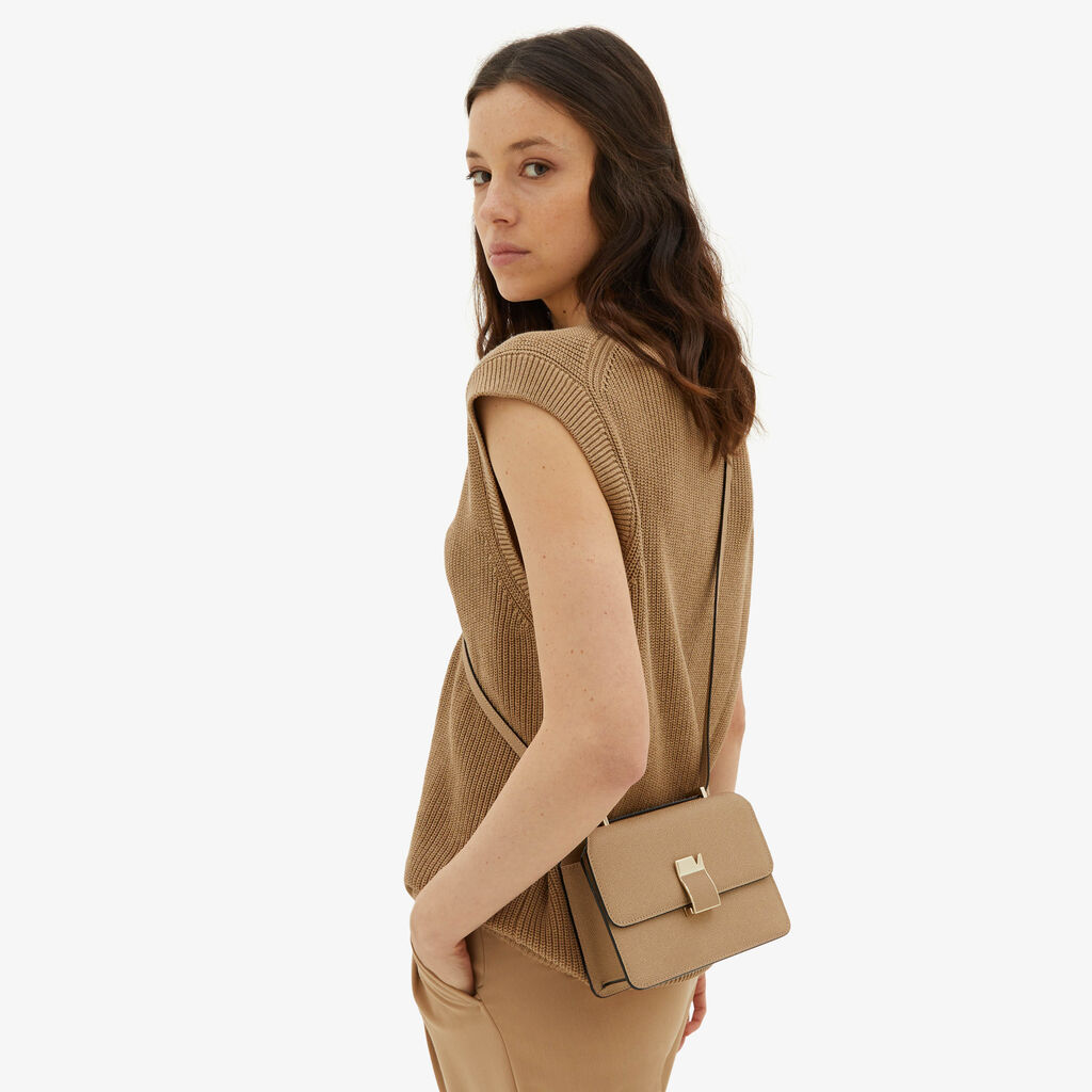 Valextra Borsetta a tracolla Mini da Donna in Pelle Beige | Valextra Vendita Calda