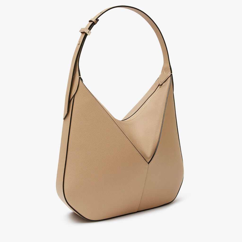 Valextra Borsa hobo da Donna di Lusso in Pelle rigida Beige | Valextra Vivi Saldi Di Fabbrica