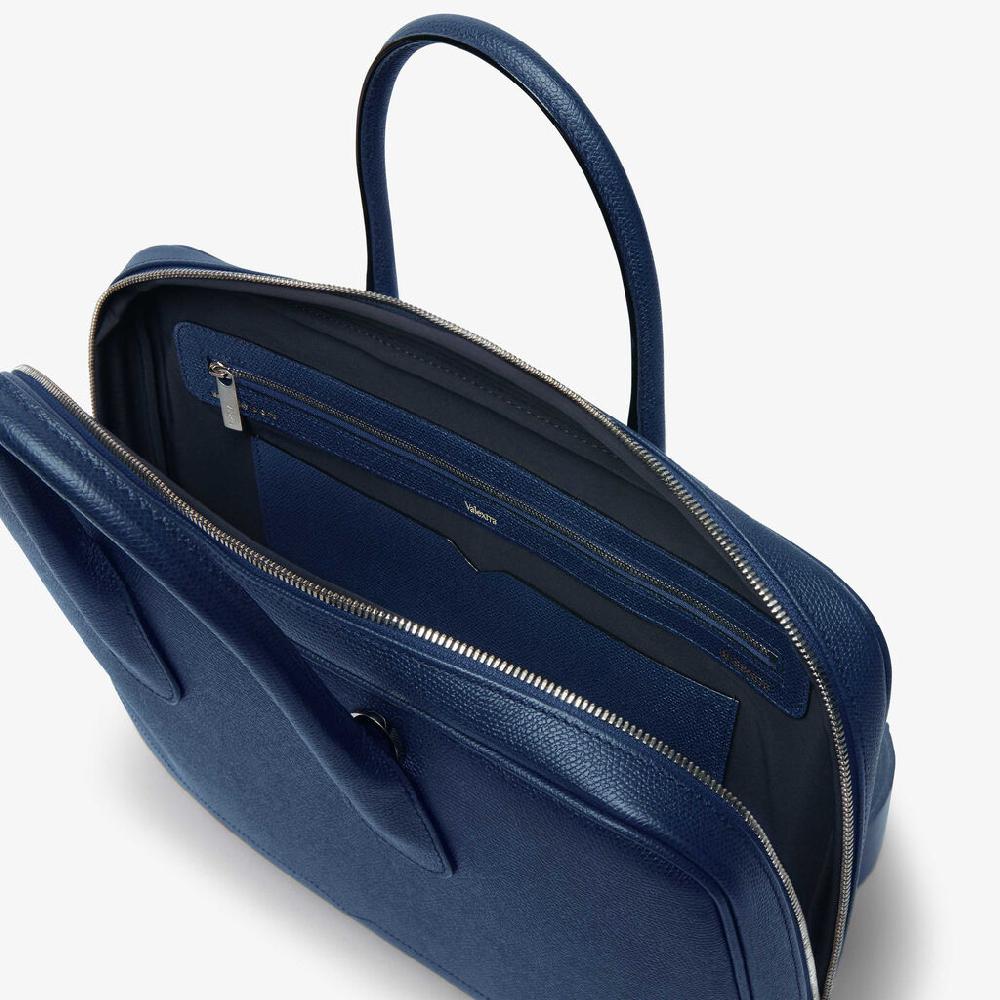 Valextra Borsa da computer Uomo in Pelle Blu Zaffiro | Valextra My Logo Nuova
