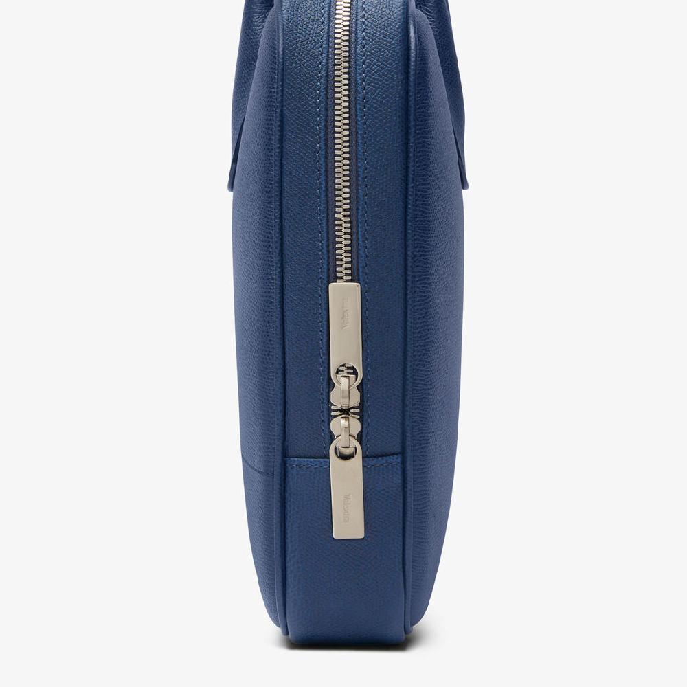 Valextra Borsa da computer Uomo in Pelle Blu Zaffiro | Valextra My Logo Nuova
